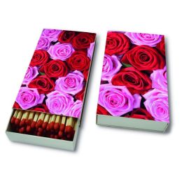 Streichhölzer, Pink & red roses, 11x6,3cm, 45 Stück in einer Box