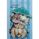 Geburtstagskarte Kätzchen unterm Schirm,1 Stück