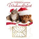 Weihnachtskarte Hund und Katze, 1 Stück