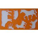 Tierschablone orange+ 20 Blatt Zeichenkarton ca.12x21cm,1...