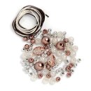 Glorex Perlen Set braun weiß silber, 1 Stück