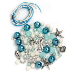 Glorex Perlen Set weiß silber türkis, 1 Stück