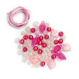 Glorex Perlen Set weiß rosa pink, 1 Stück