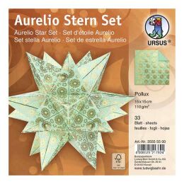Aurelio Stern Set POLLUX  mint / gold 15 x 15cm 110g, 33 Blatt