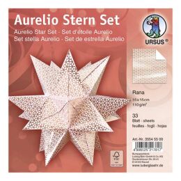 Ursus Aurelio Stern Set RANA weiß / rose - gold 15 x 15cm 110g, 33 Blatt