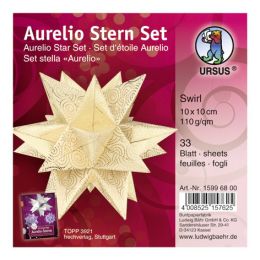 Aurelio Stern Set SWIRL creme / gold 10 x 10cm 110g, 33 Blatt