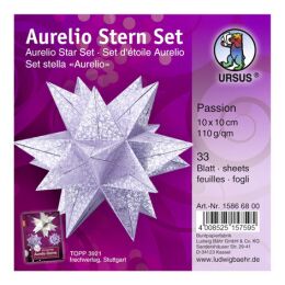 Aurelio Stern Set PASSION silber / hell-lila 10 x 10cm 110g, 33 Blatt