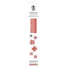 Fröbelsterne Faltstreifen geometrisch rot / weiss, 60 Stück