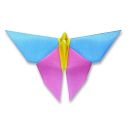 Origami Serviette Schmetterling, 40x40cm, 1/4 gefalzt, 1 lagig, 12 Stück, Farbe pink/blau/gelb