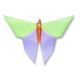 Origami Serviette Schmetterling, 40x40cm, 1/4 gefalzt, 1 lagig, 12 Stück, Farbe lila/grün/orange