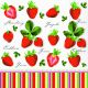 P+ D Serviette, Strawberries all over, 3 lagig, 33x33cm, 1/4 Falz