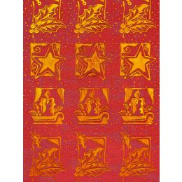 CREApop® Deko Stoff  Weihnachten rot-gold 29cm x 15m, 1 Rolle