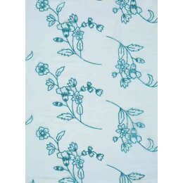 CREApop® Deko Stoff Glimmer Blumen eisblau 29cm x 15m, 1 Rolle