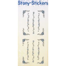STONY Sticker Acryl Strassbordüre Blume eisblau, 1 Blatt