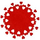 Tischläufer Mitteldecke Herzen rot d=73cm, 5 Stück