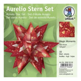 Ursus Aurelio Stern Set MAGIC MOMENTS rot 15 x15cm 120g, 33Blatt