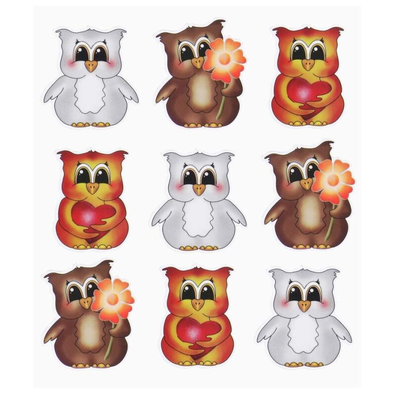 HOBBY-Design Sticker Eulen II – Bastelsticker Für Karten & Scrapbooking, Bogen 15x16,5 Cm