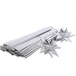 Papierstreifen für Fröbelsterne Silber mit Glitter, 1 Pack