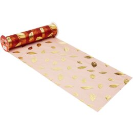 CREApop®  Deko Stoff Blätter kastanie gold  29cm x 15m, 1 Rolle