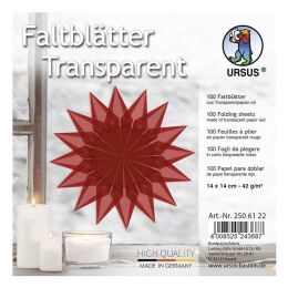 Ursus Faltblätter Transparentpapier rot 14 x 14cm 42g, 100Blatt