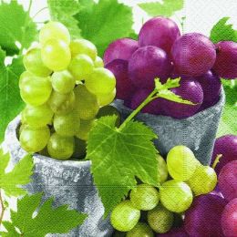 P + D Serviette, Fruity grapes, 3 lagig, 33x33cm, 1/4 Falz