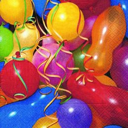 P+ D Serviette, Colourful ballloons, 3 lagig, 33x33cm, 1/4 Falz