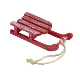 Schlitten Holz Rot ca. 11cm, 2 Stück