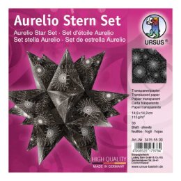 Ursus Aurelio Stern Set Spiralornamente schwarz Transparentpapier 14,8 x 14,8cm 115g, 33Blatt