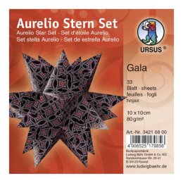 Ursus Aurelio Stern Set GALA schwarz / rosa / rot 10 x 10cm 80g, 33 Blatt