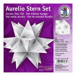 Ursus Aurelio Stern Set SPIRALORNAMENTE weiss Transparentpapier 14,8 x 14,8cm 115g, 33Blatt