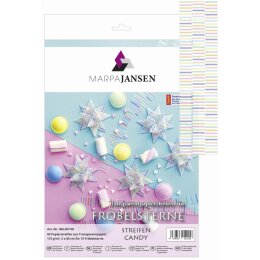 Marpa Jansen Fröbelsterne Transparentpapier, STREIFEN CANDY,115g, 60 Stück