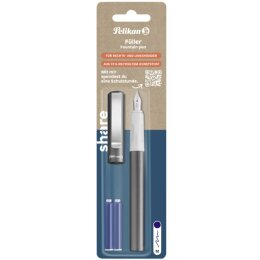 Pelikan Twist Füllhalter Share Schwarz - Grau, Rechts/Linkshänder, 1 Stück